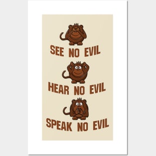 See Hear Speak No Evil Three Monkeys Posters and Art